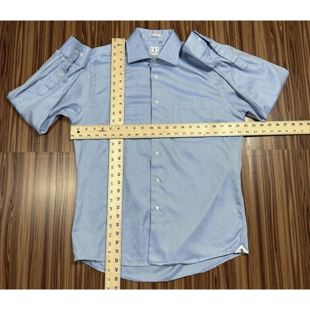 Peter Millar Dress  Shirt Mens Size 15.5 R Light Blue Long Sleeve